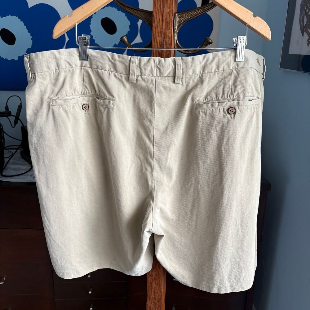 Tommy Bahama Big & Tall Silk Golf Shorts Khaki Tan Pleated Luxury Men’s 44R - Picture 5 of 8